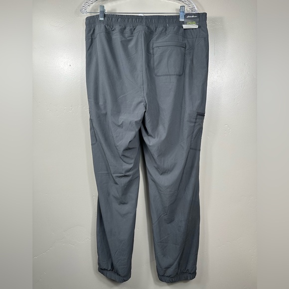 NWT Eddie Bauer Women's Stretch Fleece Lined Polar Pant Grey Plaid Size 14 - Picture 2 of 7